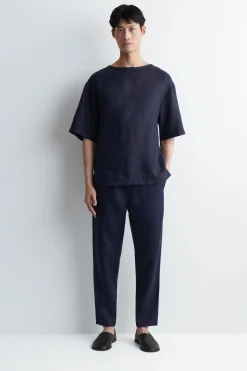 ELASTICIZED LINEN REGULAR-FIT TAPERED PANTS