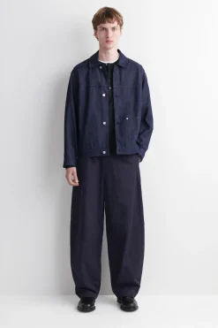 ELASTICIZED RELAXED-FIT BARREL-LEG PANTS