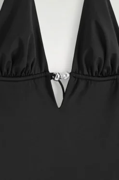 EMBELLISHED PLUNGE-NECK SWIMSUIT