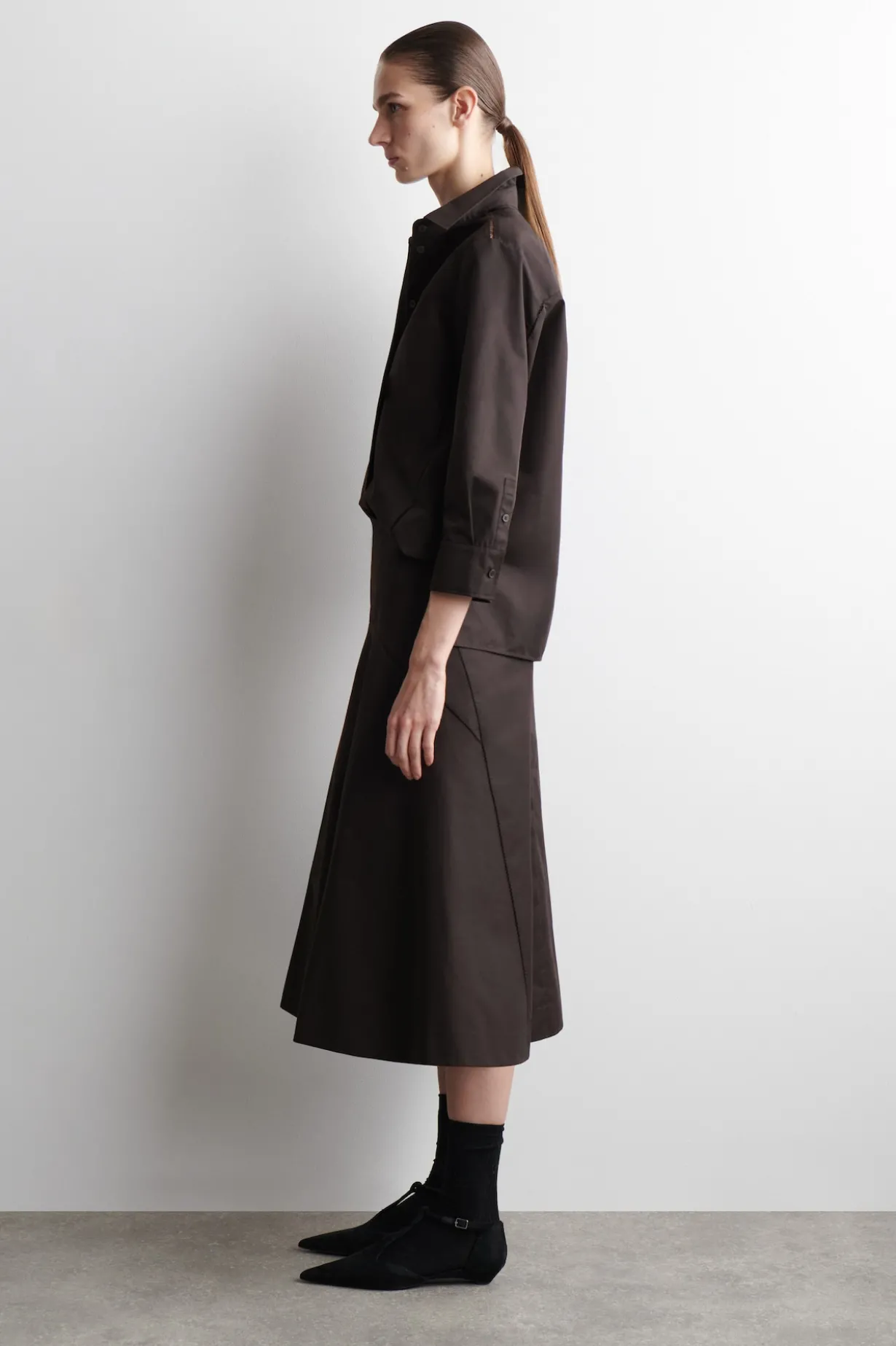 EMBROIDERED COTTON MIDI SKIRT