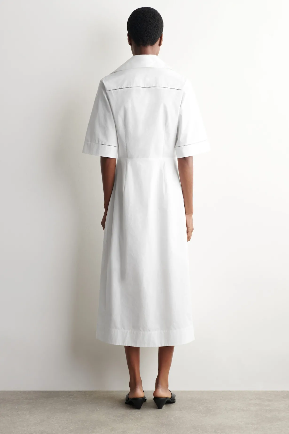 EMBROIDERED PIMA COTTON MIDI DRESS