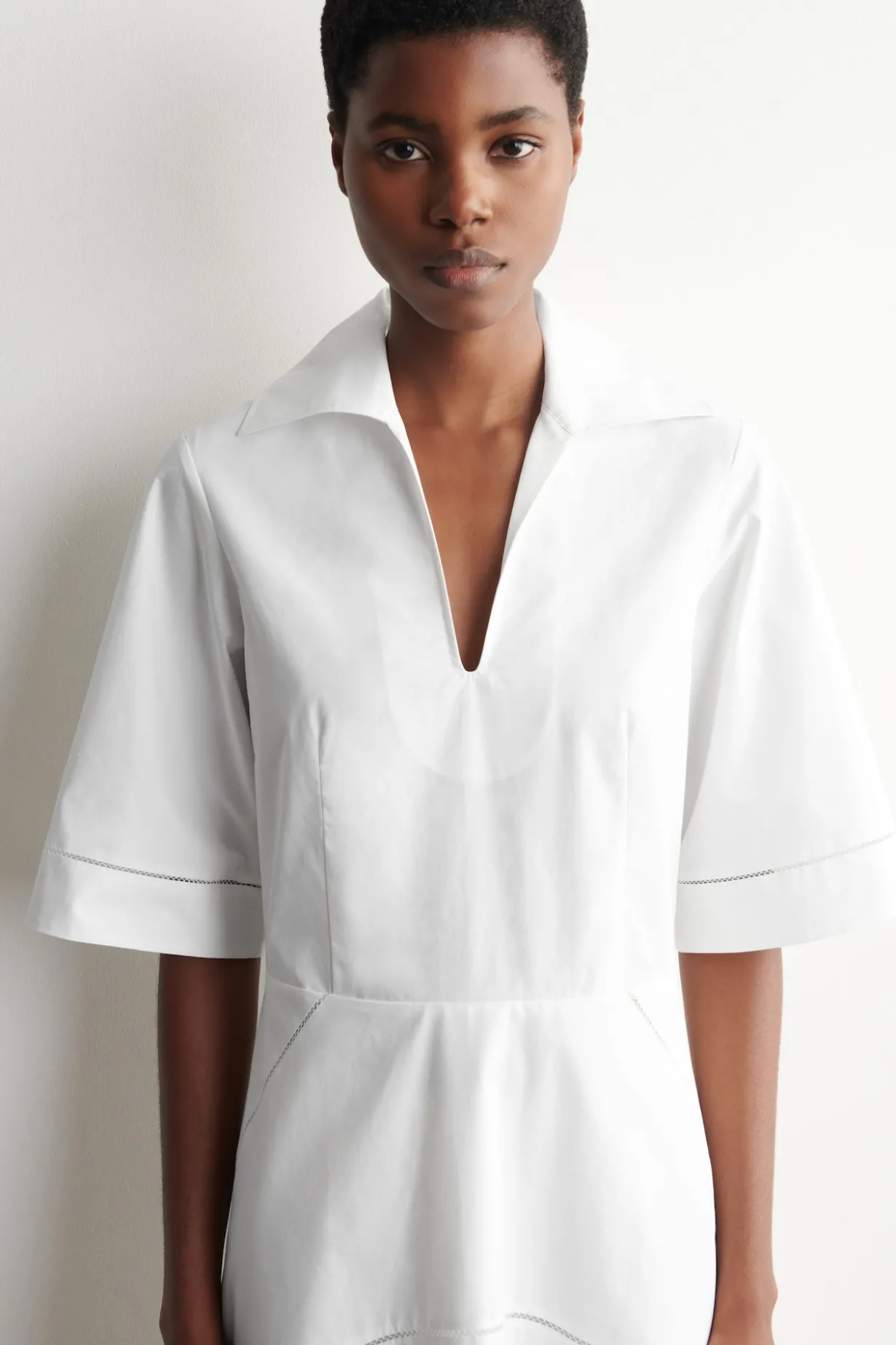 EMBROIDERED PIMA COTTON MIDI DRESS