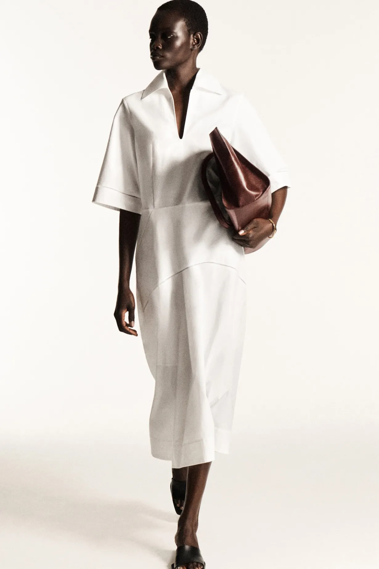 EMBROIDERED PIMA COTTON MIDI DRESS