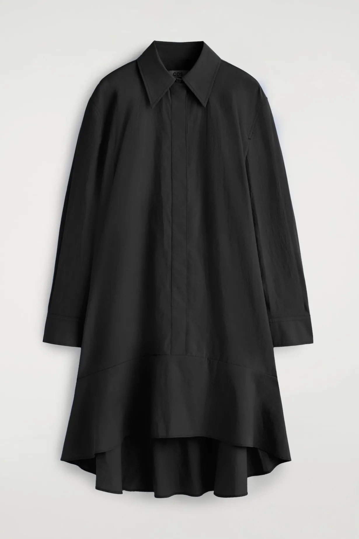 FLARED COTTON MINI SHIRT DRESS