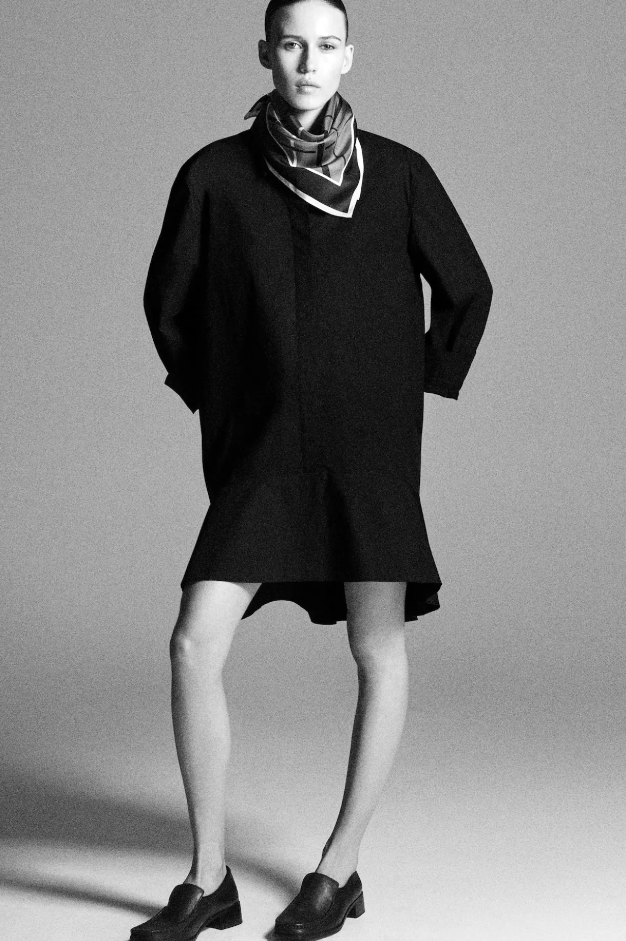 FLARED COTTON MINI SHIRT DRESS