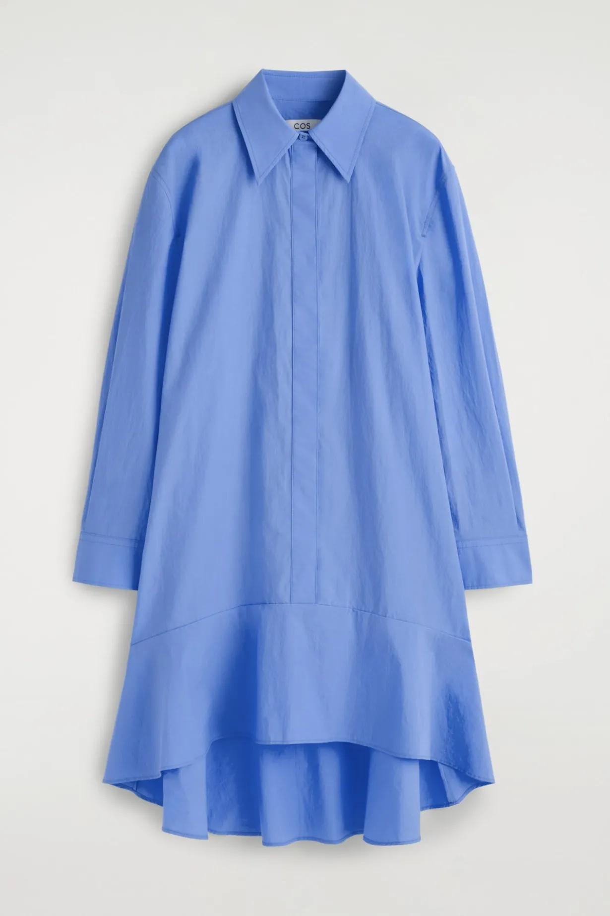 FLARED COTTON MINI SHIRT DRESS