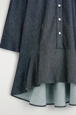 FLARED DENIM MINI SHIRT DRESS