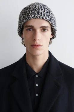 FLECKED WOOL-BLEND BEANIE