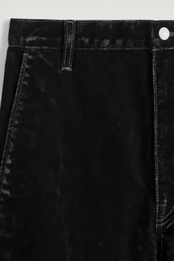 FLOCKED-DENIM BARREL-LEG PANTS