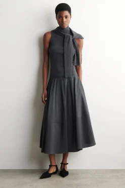 FLUID CIRCLE-CUT MIDI SKIRT