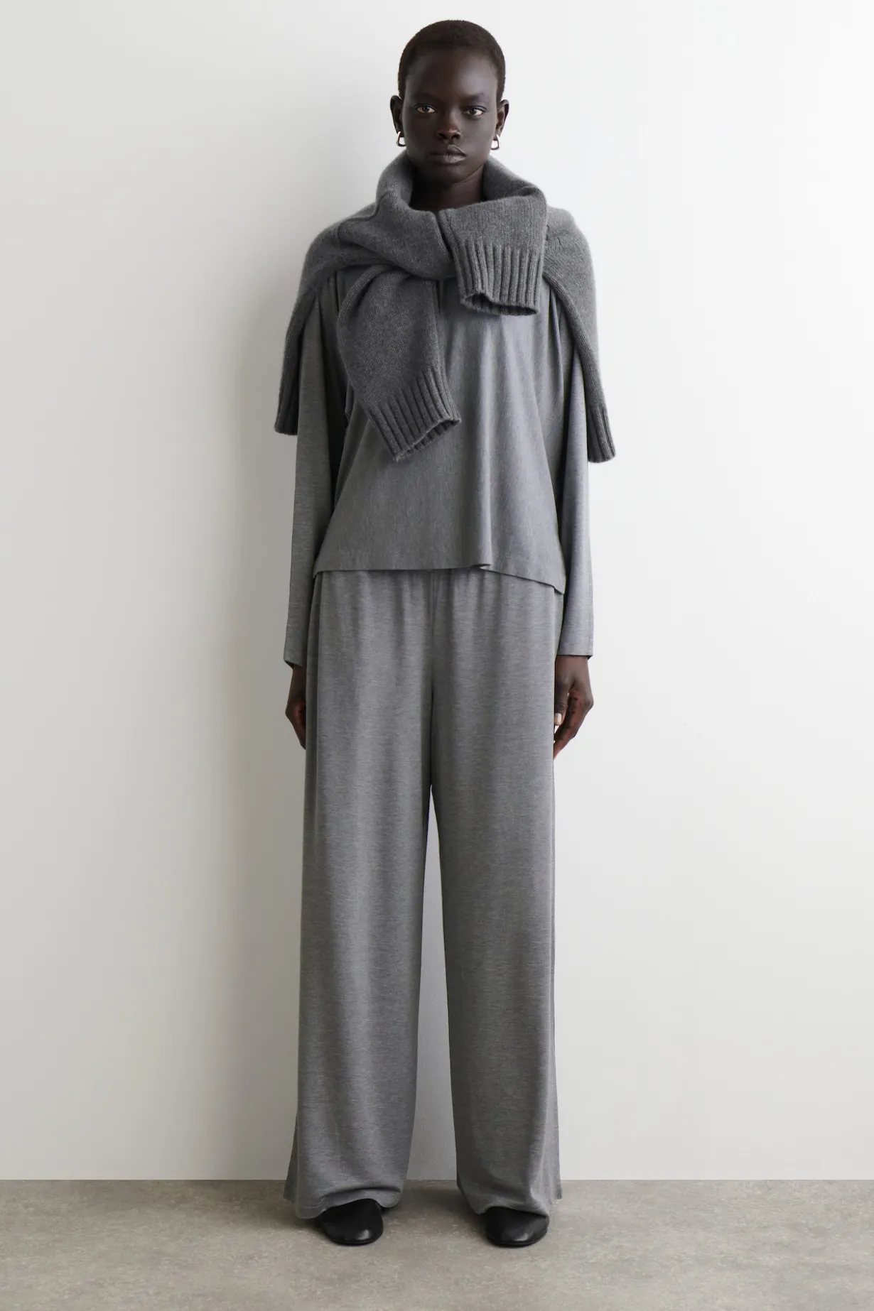 FLUID JERSEY WIDE-LEG PANTS