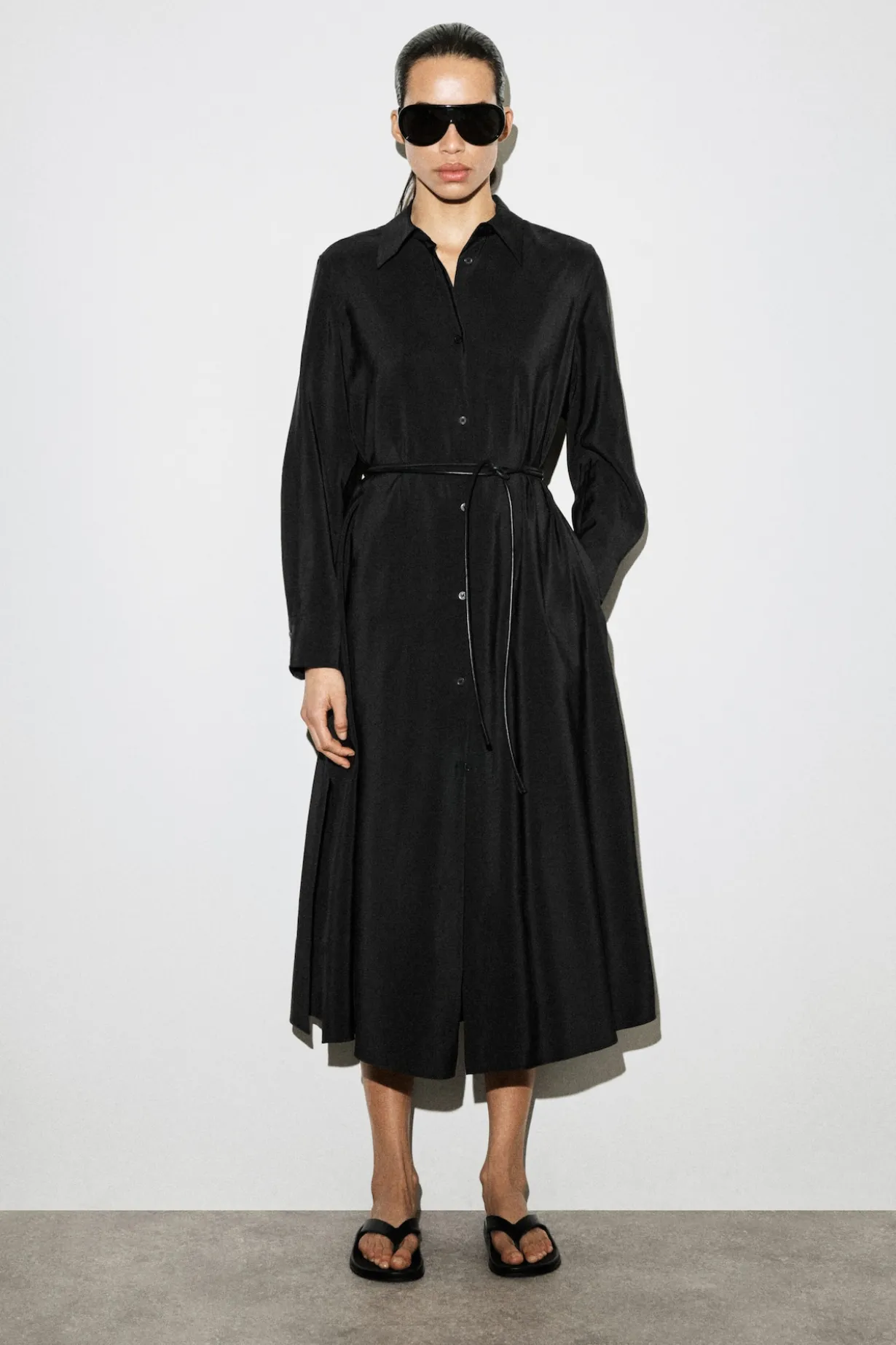 FLUID MIDI SHIRT DRESS