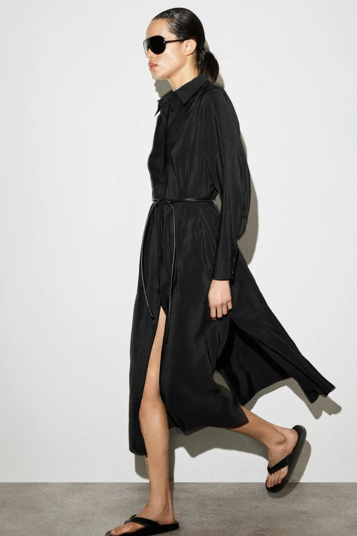FLUID MIDI SHIRT DRESS