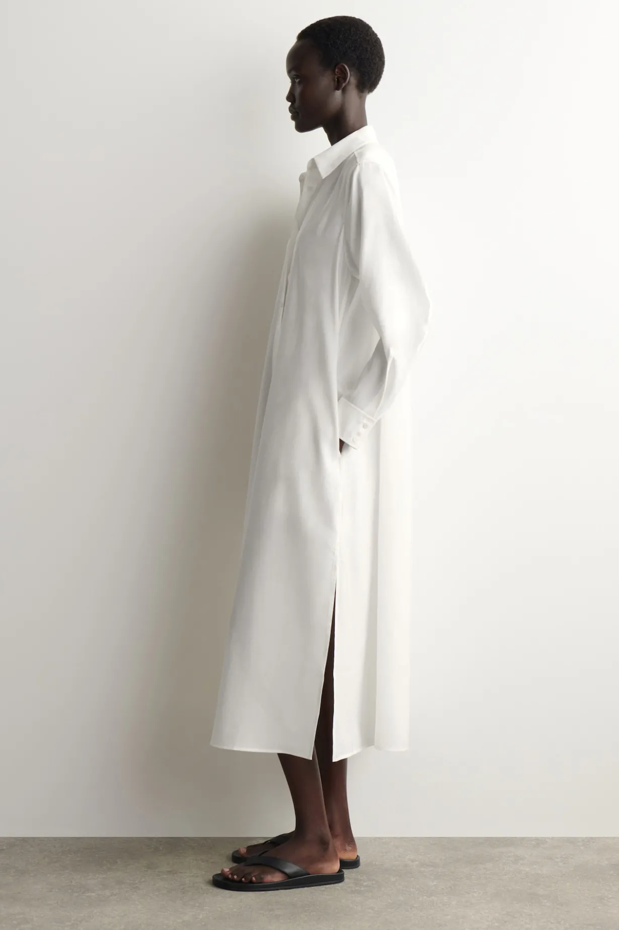 FLUID MIDI SHIRT DRESS