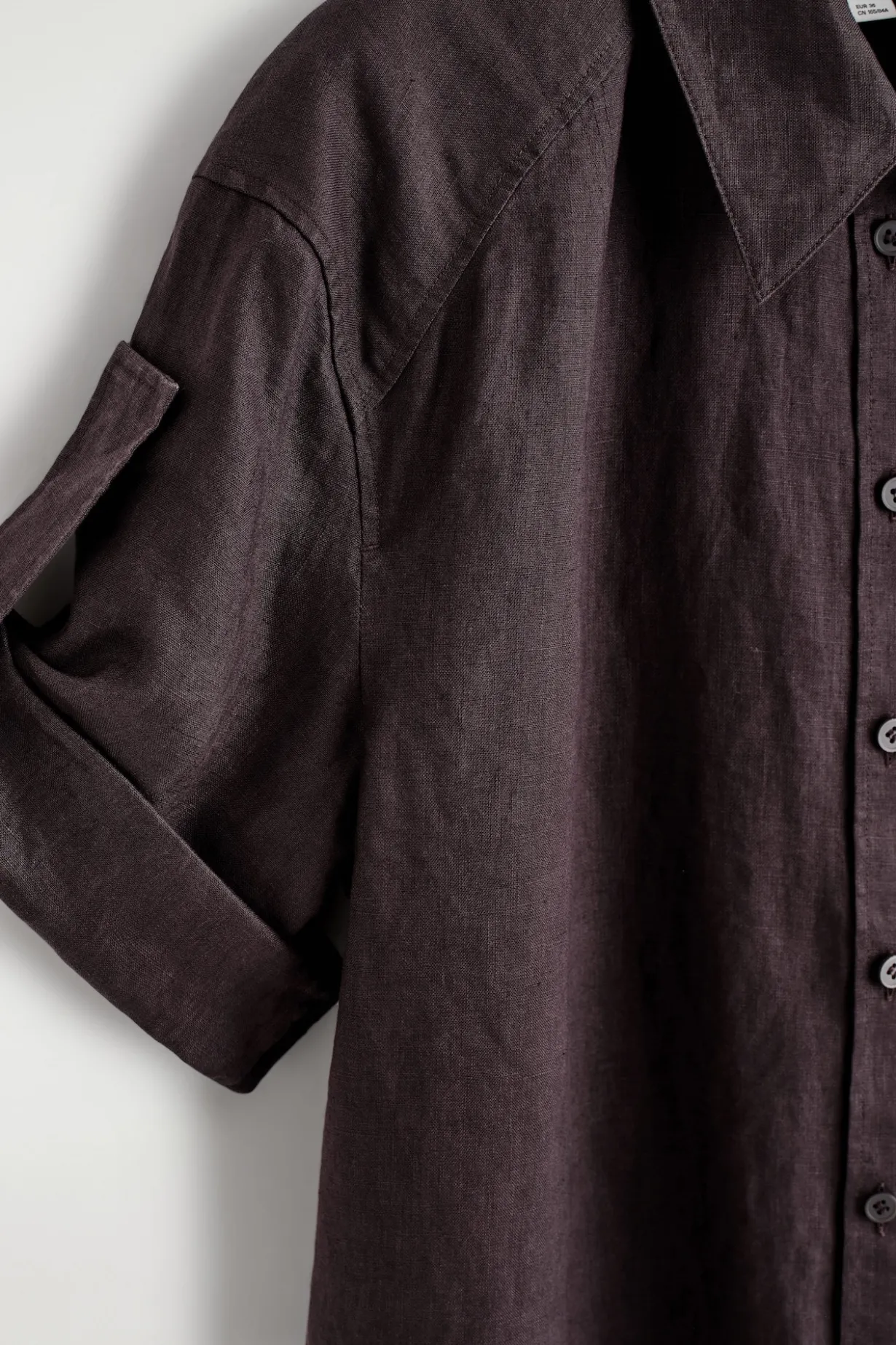 FOLDED-SLEEVE LINEN SHIRT