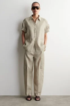 FOLDED-SLEEVE LINEN SHIRT