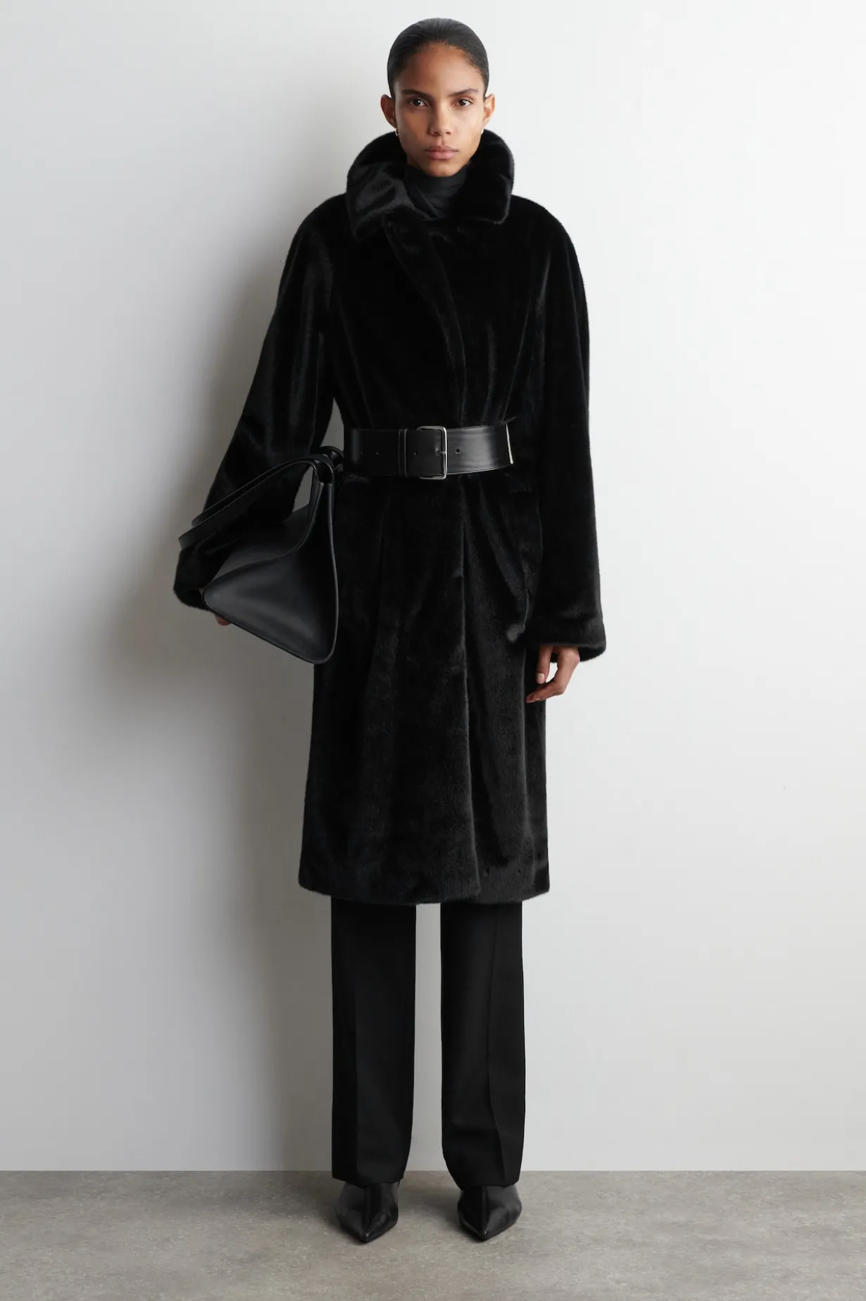 FUR-EFFECT LONG COAT