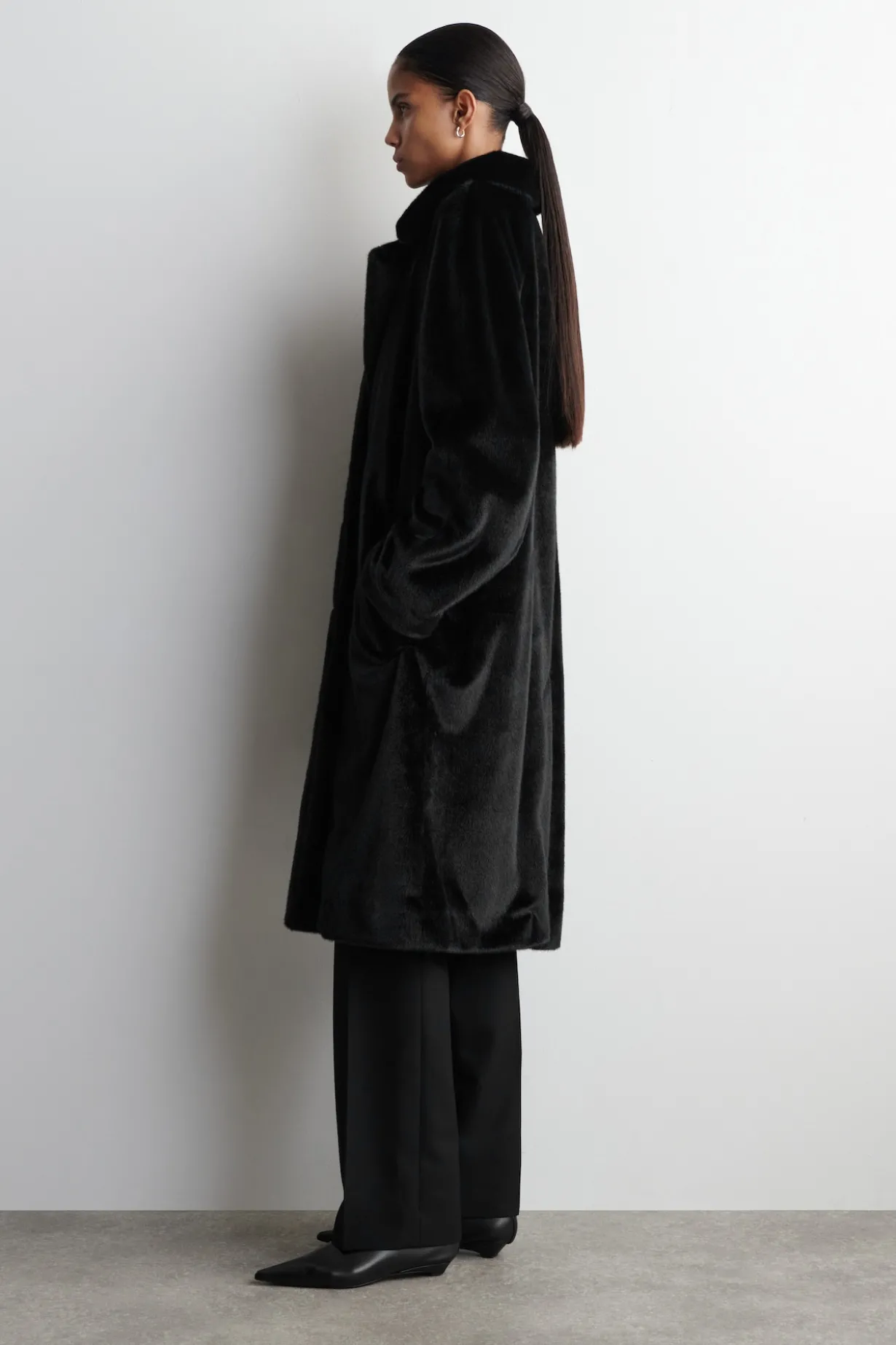 FUR-EFFECT LONG COAT