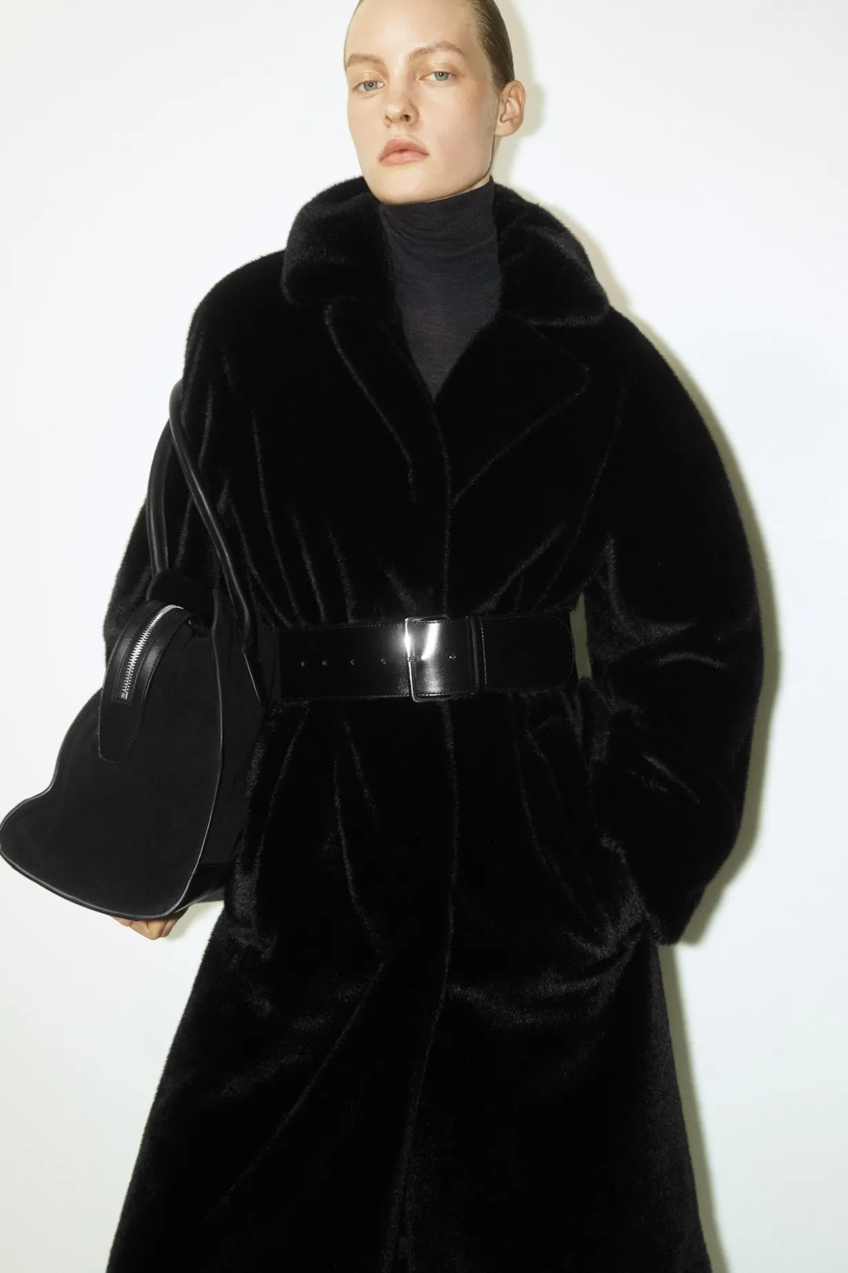 FUR-EFFECT LONG COAT