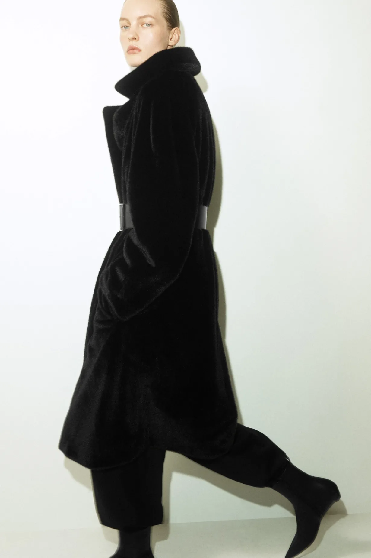 FUR-EFFECT LONG COAT