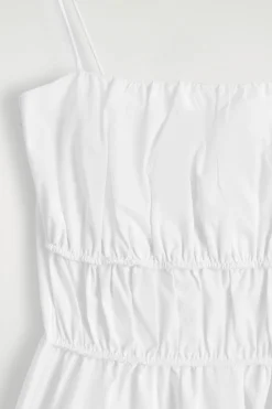 GATHERED COTTON PEPLUM TOP
