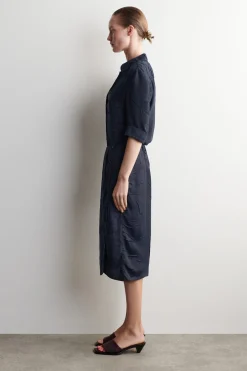 GATHERED CRINKLED MIDI SKIRT