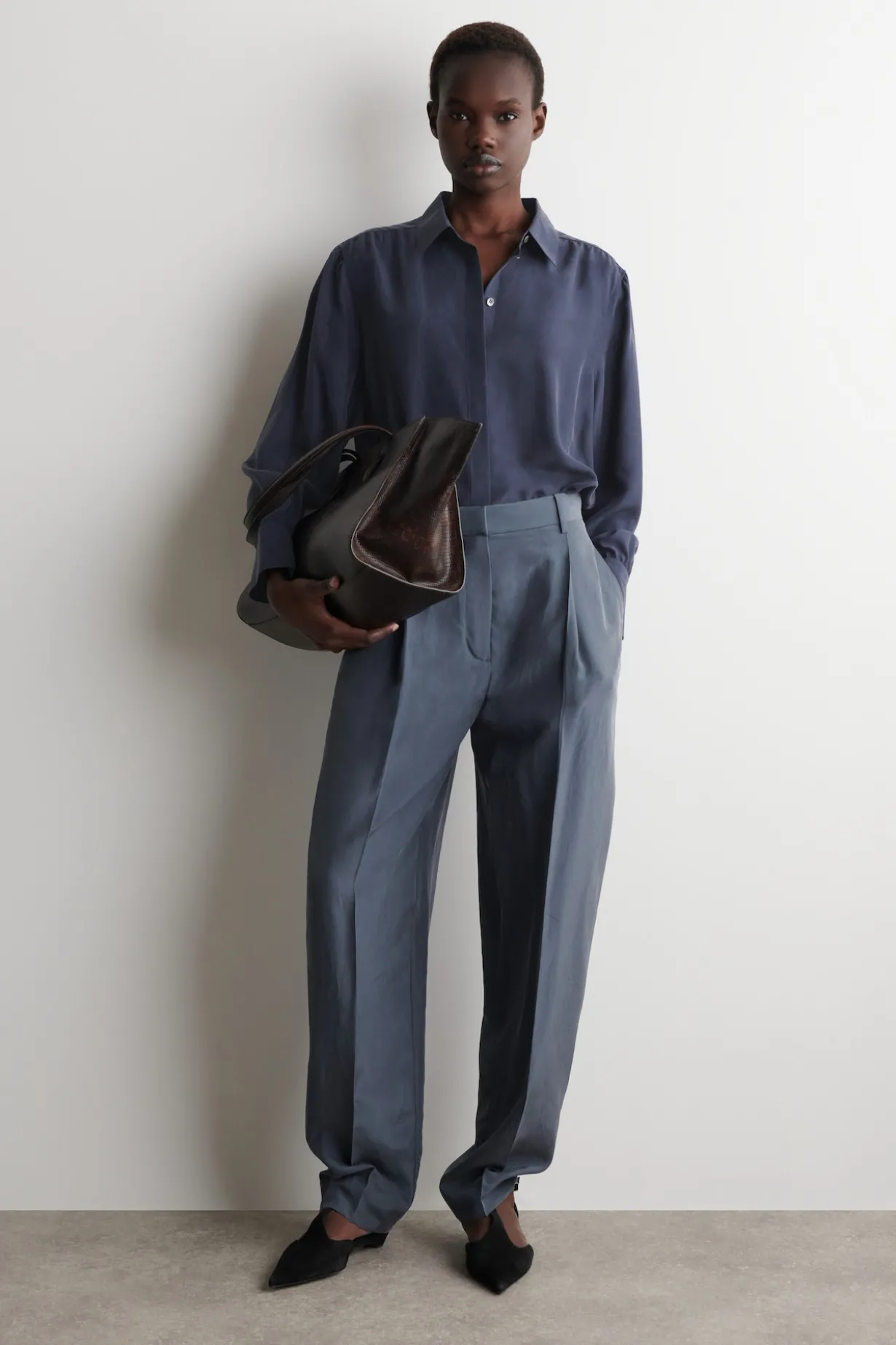 GATHERED CRINKLED-SILK SHIRT