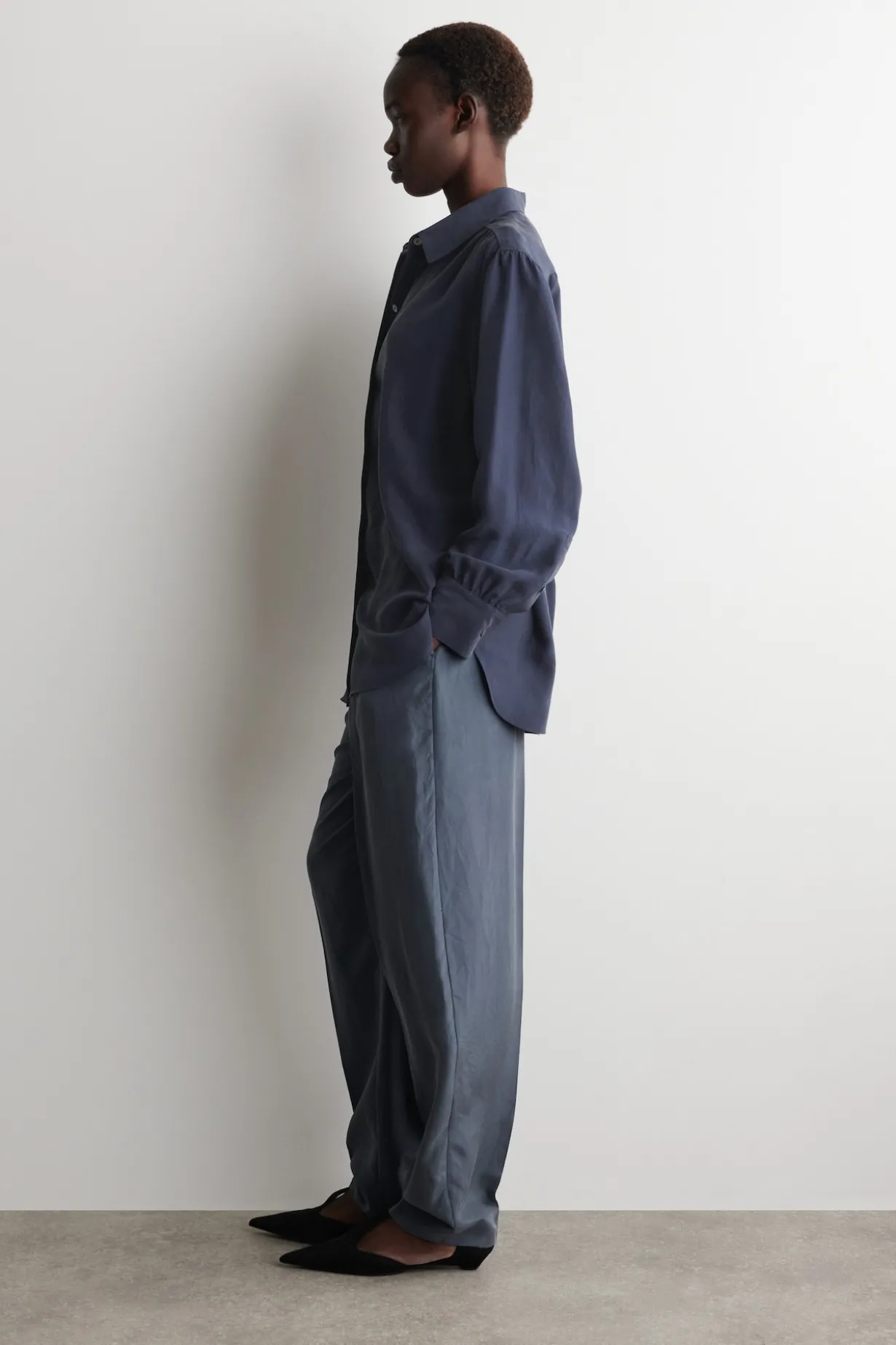 GATHERED CRINKLED-SILK SHIRT