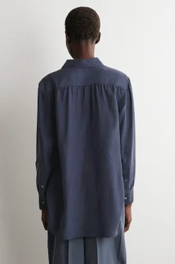 GATHERED CRINKLED-SILK SHIRT
