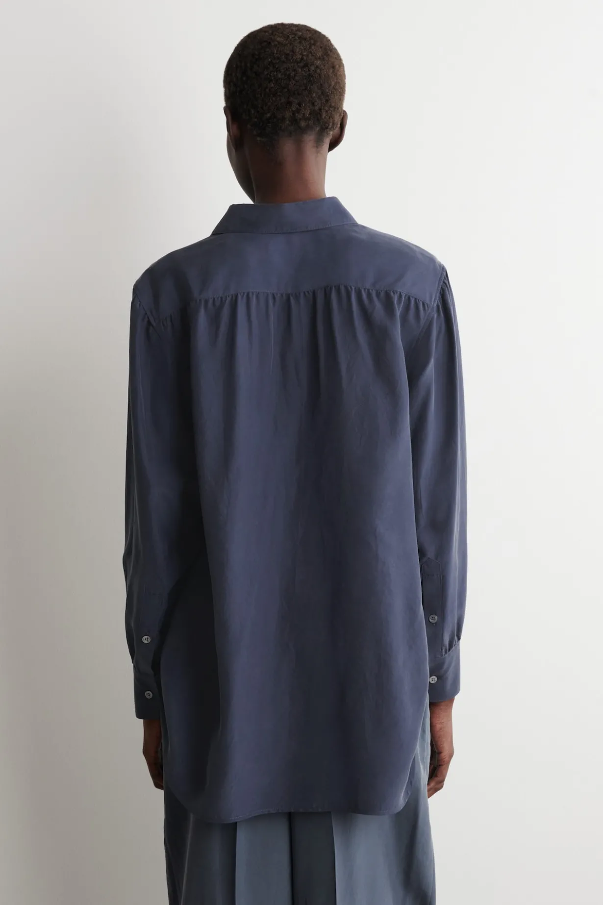 GATHERED CRINKLED-SILK SHIRT