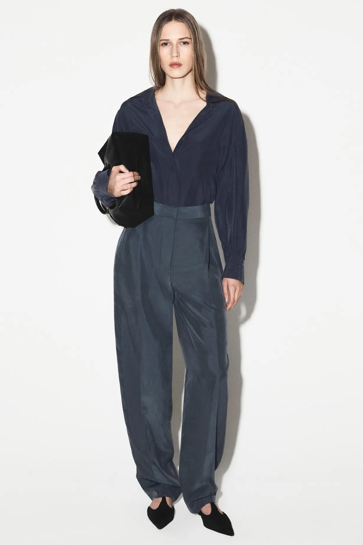 GATHERED CRINKLED-SILK SHIRT