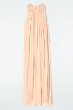 GATHERED HALTERNECK MAXI DRESS