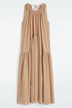 GATHERED HALTERNECK MAXI DRESS