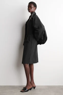 GATHERED PENCIL SKIRT