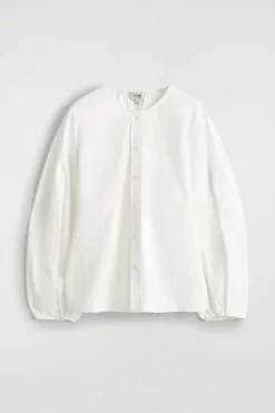 GATHERED PIMA COTTON BLOUSE