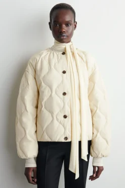 GATHERED QUILTED DOWN JACKET