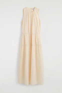 GATHERED TIERED COTTON MAXI DRESS