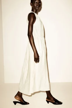 GATHERED TIERED COTTON MAXI DRESS