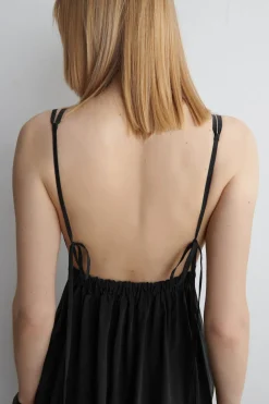 GATHERED V-NECK MAXI DRESS