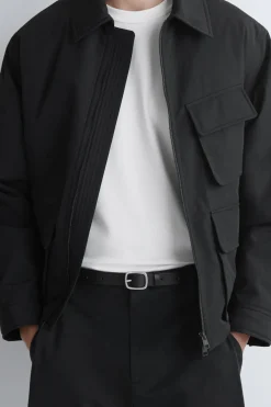 GRAINED-LEATHER BELT