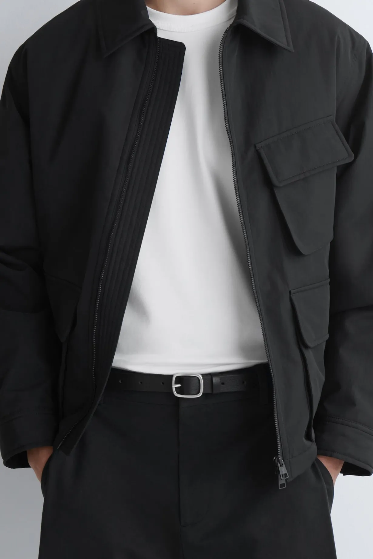 GRAINED-LEATHER BELT