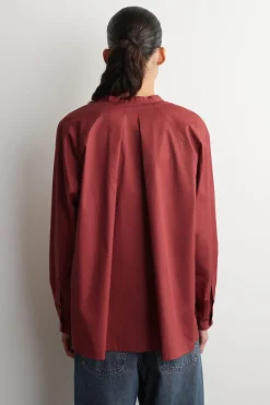 GRANDAD-COLLAR COTTON SHIRT