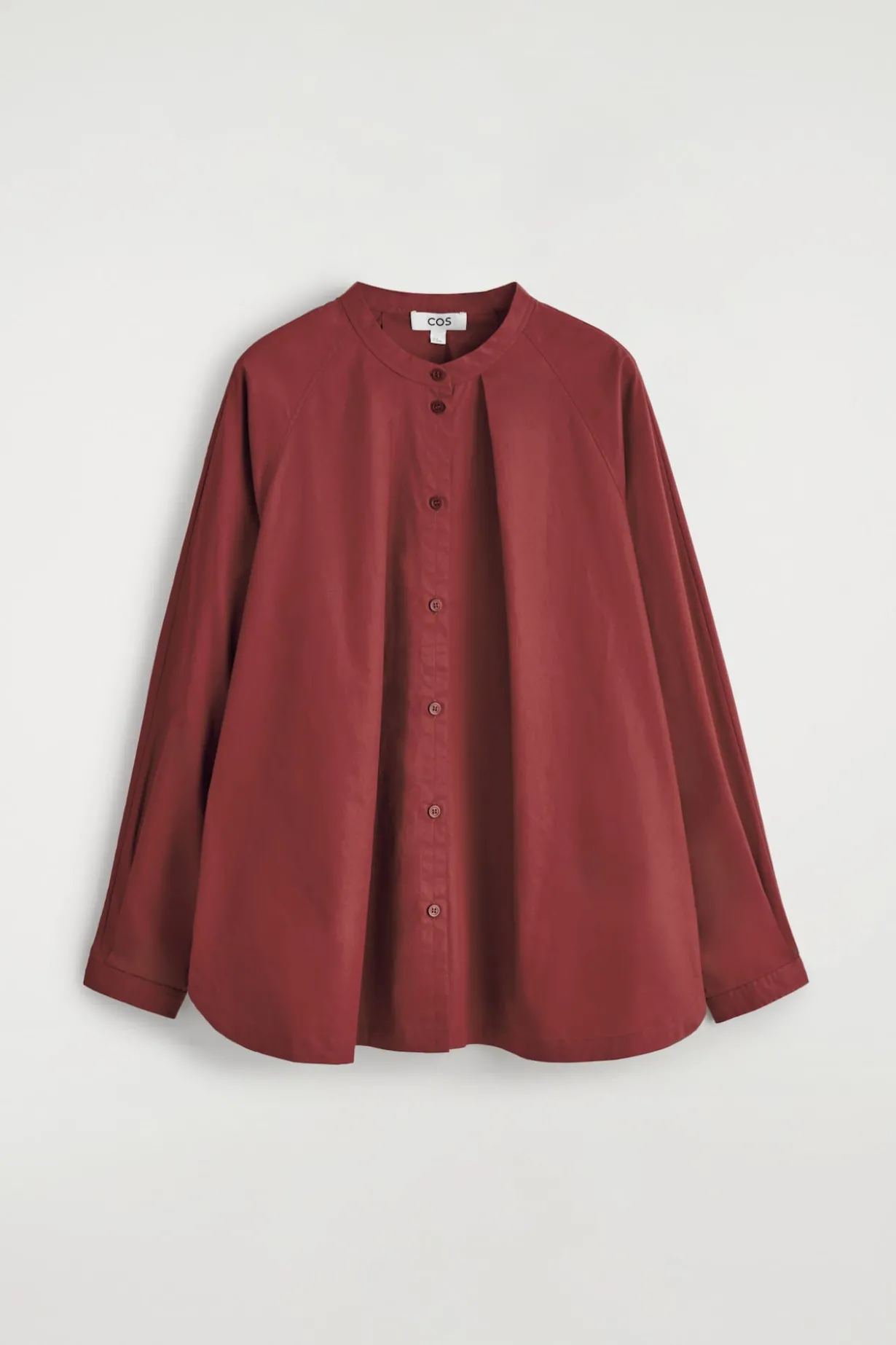 GRANDAD-COLLAR COTTON SHIRT