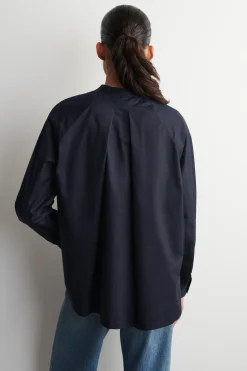 GRANDAD-COLLAR COTTON SHIRT