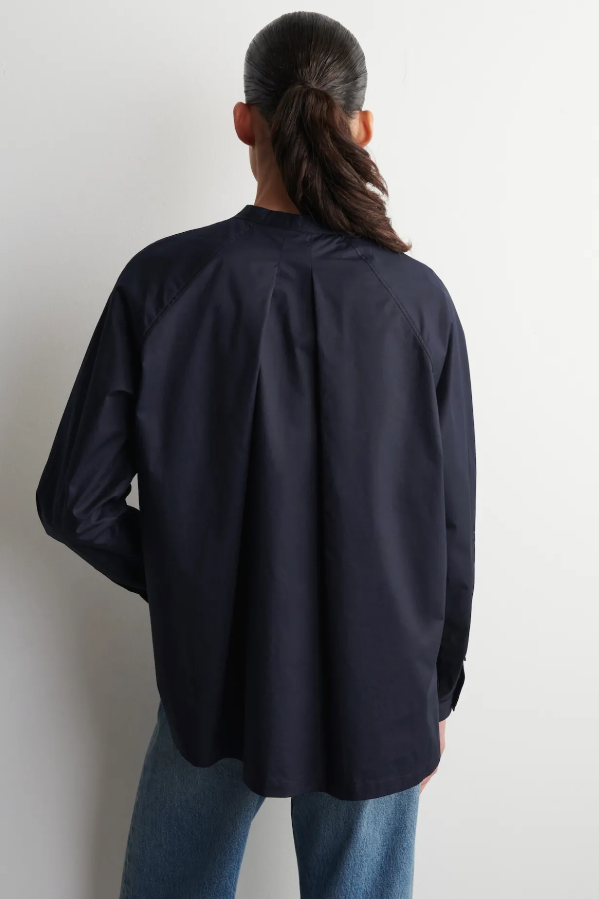 GRANDAD-COLLAR COTTON SHIRT