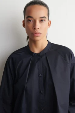 GRANDAD-COLLAR COTTON SHIRT