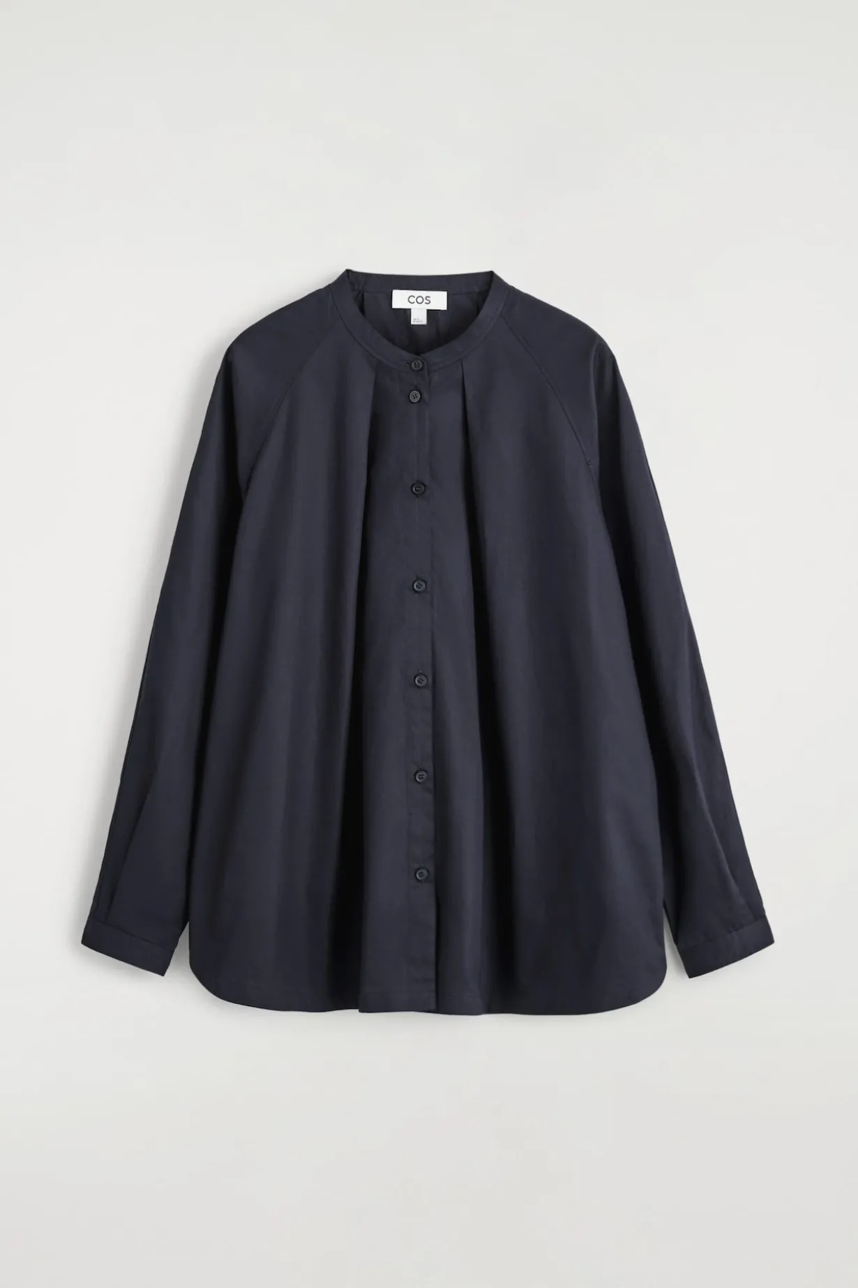 GRANDAD-COLLAR COTTON SHIRT