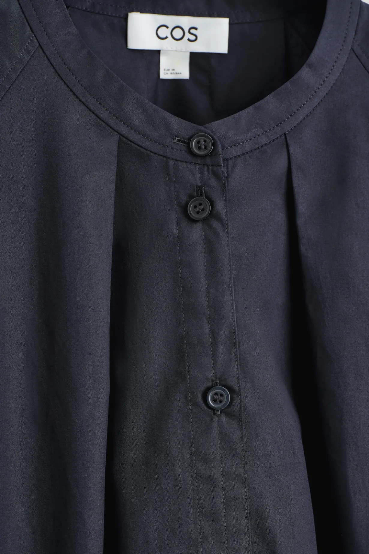 GRANDAD-COLLAR COTTON SHIRT