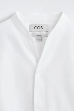 GRANDAD-COLLAR COTTON SHIRT
