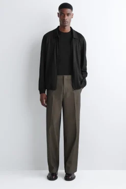 HERRINGBONE RELAXED-FIT WIDE-LEG PANTS